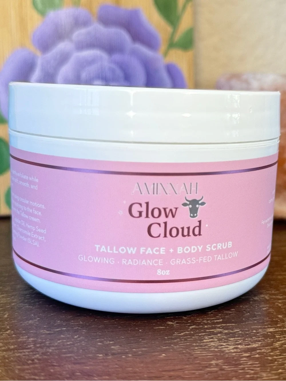 Aminnah Glow Cloud Tallow Face + Body Scrub, 8oz